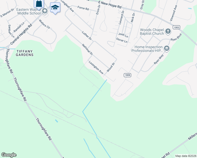 map of restaurants, bars, coffee shops, grocery stores, and more near 998 Regal Road in Goldsboro