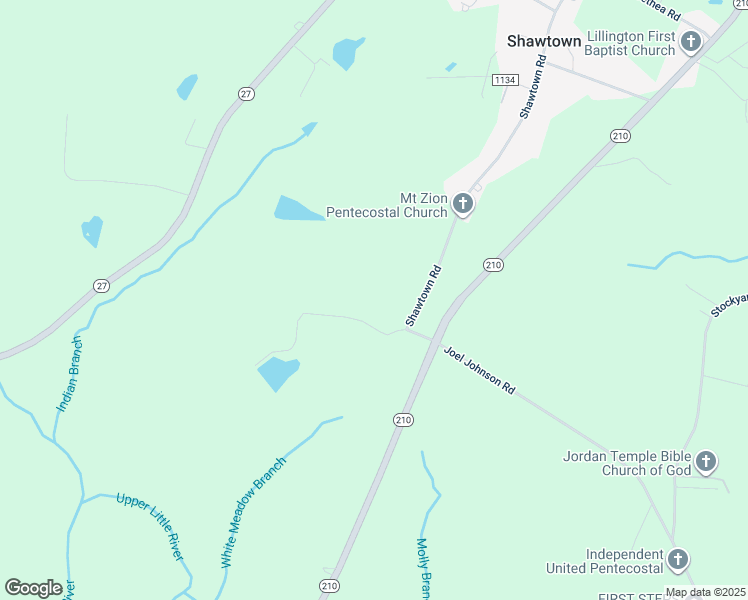 map of restaurants, bars, coffee shops, grocery stores, and more near 110 Mack Johnson Lane in Lillington
