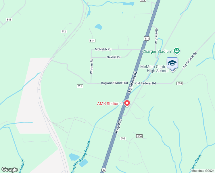 map of restaurants, bars, coffee shops, grocery stores, and more near 137 Dogwood Motel Rd in Etowah