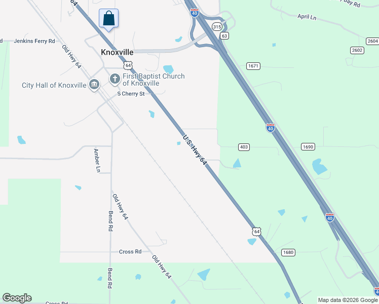 map of restaurants, bars, coffee shops, grocery stores, and more near 24437 U.S. 64 in Knoxville