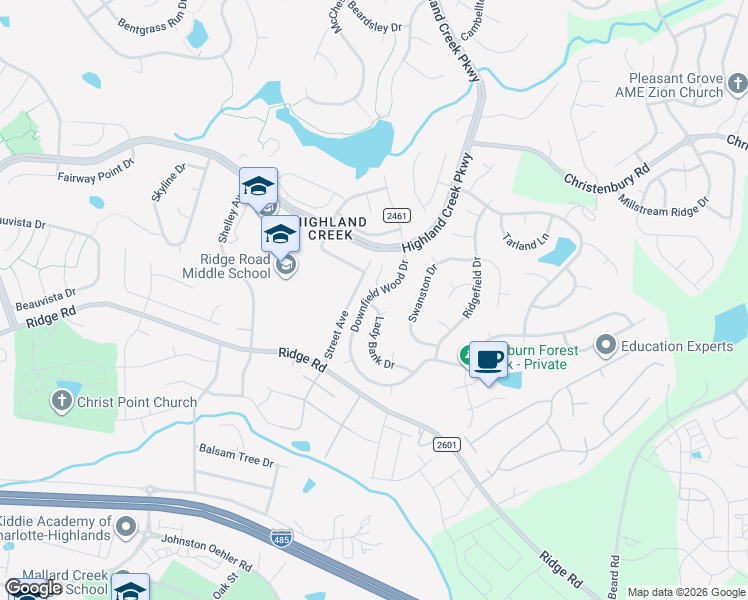 map of restaurants, bars, coffee shops, grocery stores, and more near 7421 Tupelo Lane in Charlotte