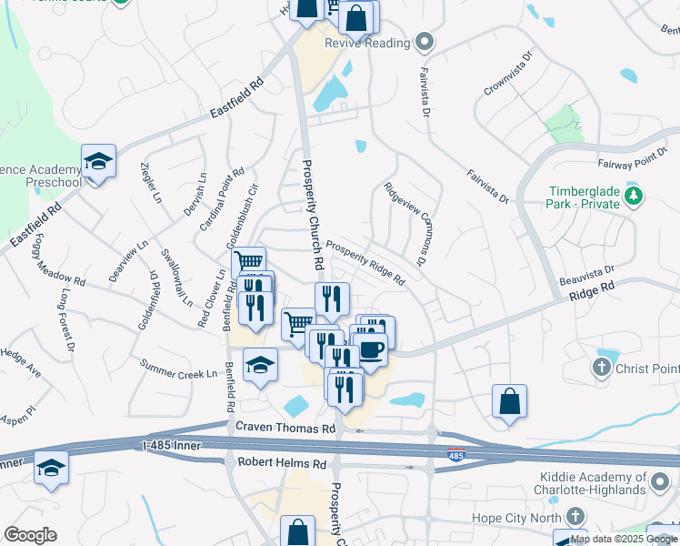 map of restaurants, bars, coffee shops, grocery stores, and more near in Charlotte