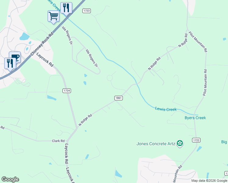map of restaurants, bars, coffee shops, grocery stores, and more near 34 Lewis Creek Drive in Hendersonville
