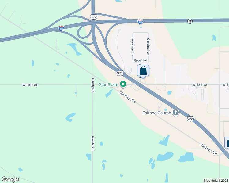 map of restaurants, bars, coffee shops, grocery stores, and more near 37205 West Old Highway 270 in Shawnee
