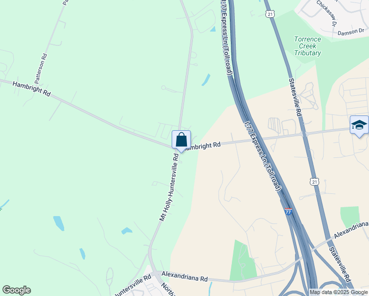 map of restaurants, bars, coffee shops, grocery stores, and more near Hambright Road in Huntersville