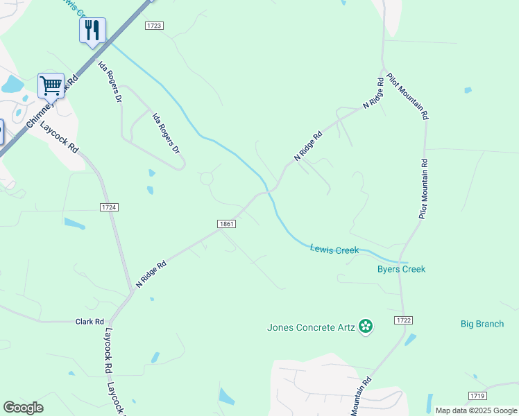 map of restaurants, bars, coffee shops, grocery stores, and more near 16 Lewis Creek Drive in Hendersonville