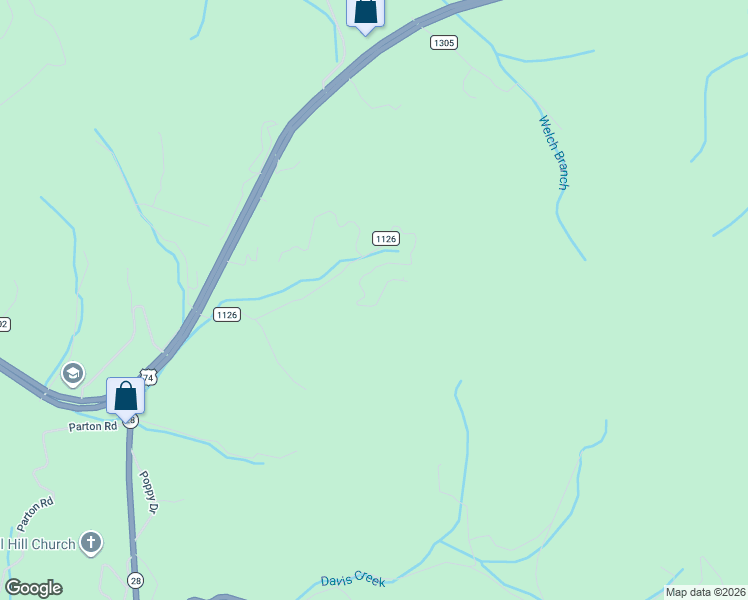map of restaurants, bars, coffee shops, grocery stores, and more near 1003 Gibson Road in Bryson City
