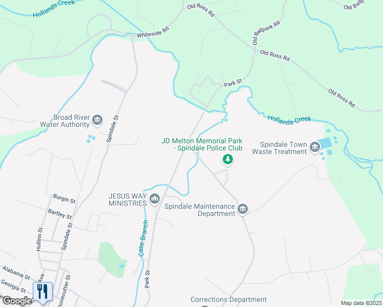 map of restaurants, bars, coffee shops, grocery stores, and more near 332 Park Street in Spindale