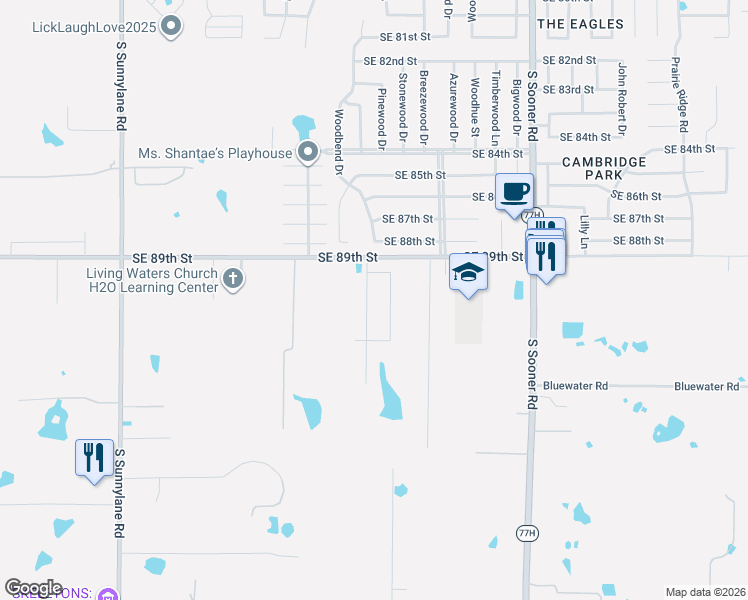 map of restaurants, bars, coffee shops, grocery stores, and more near 9117 Checkerbloom Drive in Oklahoma City