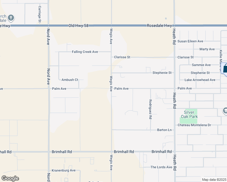 map of restaurants, bars, coffee shops, grocery stores, and more near 1859 Wegis Avenue in Bakersfield