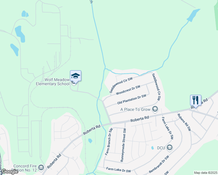 map of restaurants, bars, coffee shops, grocery stores, and more near 2511 Saddlewood Circle in Concord
