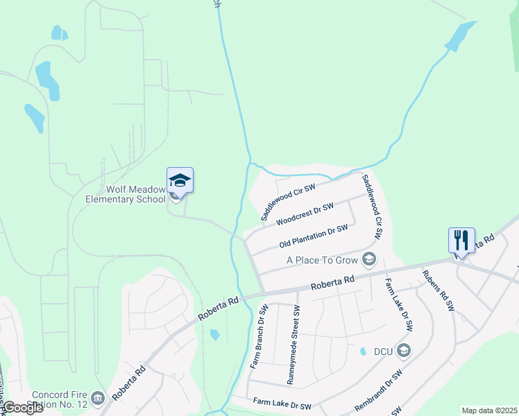 map of restaurants, bars, coffee shops, grocery stores, and more near 2511 Saddlewood Circle in Concord