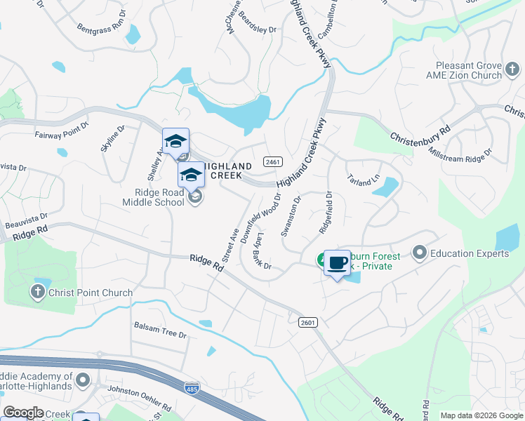map of restaurants, bars, coffee shops, grocery stores, and more near 7421 Tupelo Lane in Charlotte