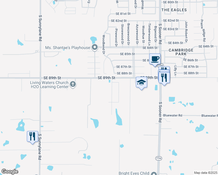 map of restaurants, bars, coffee shops, grocery stores, and more near 9117 Checkerbloom Drive in Oklahoma City