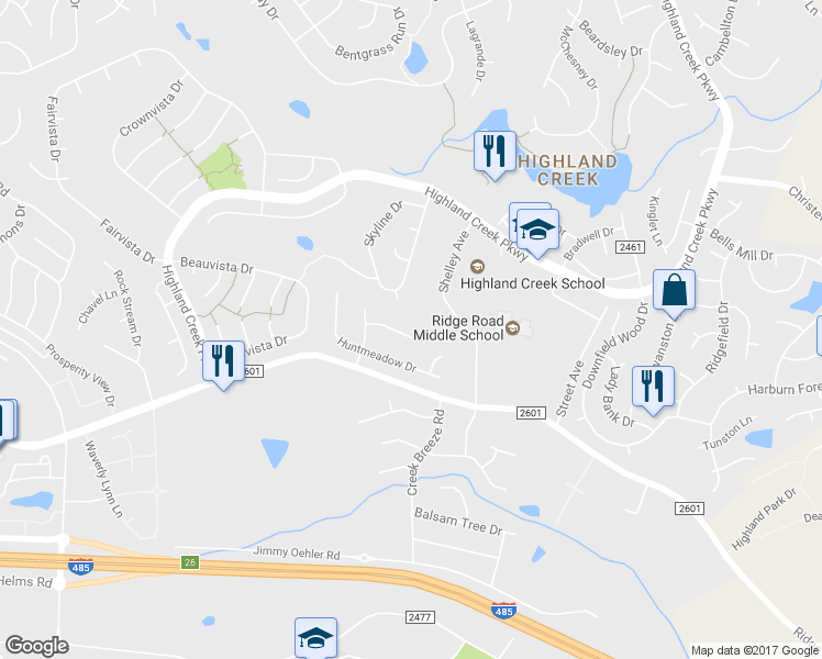 map of restaurants, bars, coffee shops, grocery stores, and more near 4012 Mozart Court in Charlotte