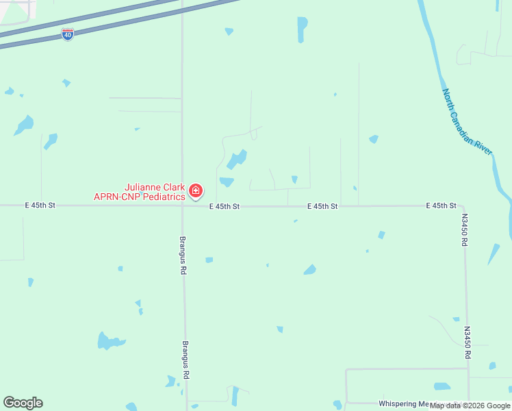 map of restaurants, bars, coffee shops, grocery stores, and more near 44304 East 45th Street in Shawnee