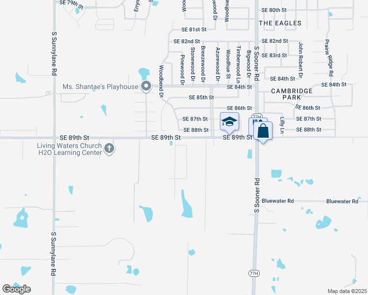 map of restaurants, bars, coffee shops, grocery stores, and more near 9101 Snowberry Drive in Oklahoma City