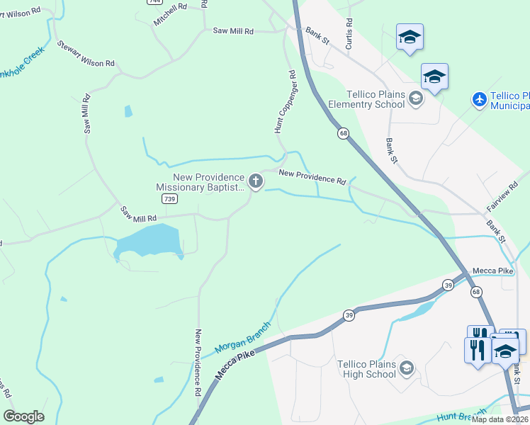 map of restaurants, bars, coffee shops, grocery stores, and more near 285 New Providence Road in Tellico Plains