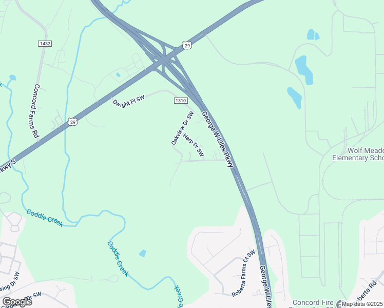 map of restaurants, bars, coffee shops, grocery stores, and more near 3950 Windswept Road Southwest in Concord