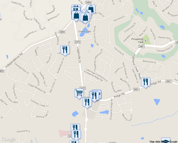 map of restaurants, bars, coffee shops, grocery stores, and more near in Charlotte