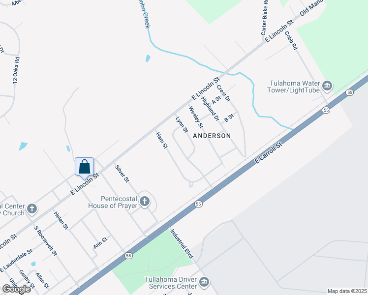 map of restaurants, bars, coffee shops, grocery stores, and more near 126 Anderson Drive in Tullahoma