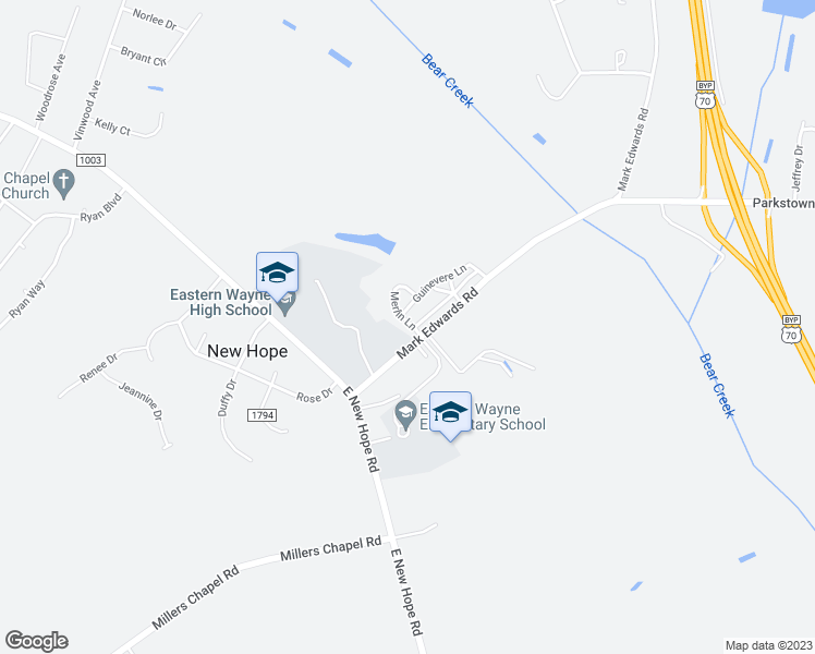 map of restaurants, bars, coffee shops, grocery stores, and more near 139 Merlin Lane in Goldsboro