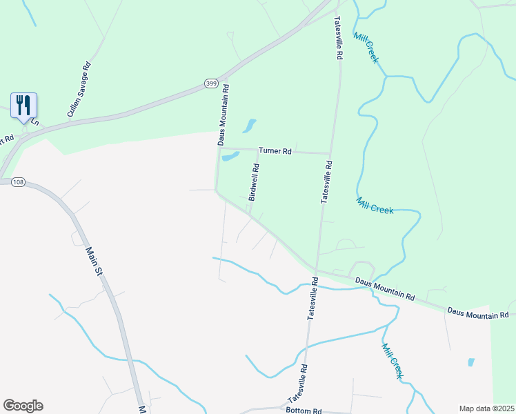 map of restaurants, bars, coffee shops, grocery stores, and more near 3200 Daus Mountain Road in Palmer