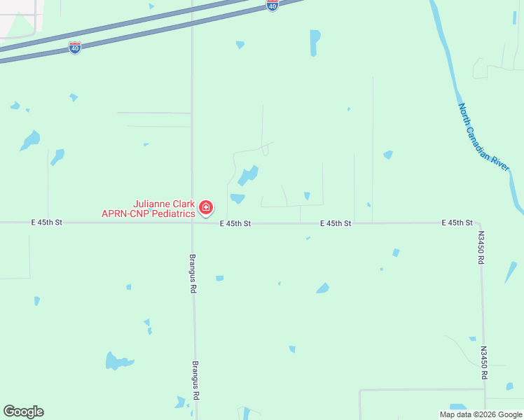 map of restaurants, bars, coffee shops, grocery stores, and more near 44304 East 45th Street in Shawnee