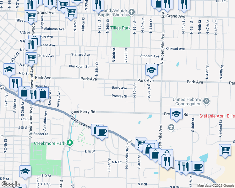 map of restaurants, bars, coffee shops, grocery stores, and more near 3637 Presley Avenue in Fort Smith