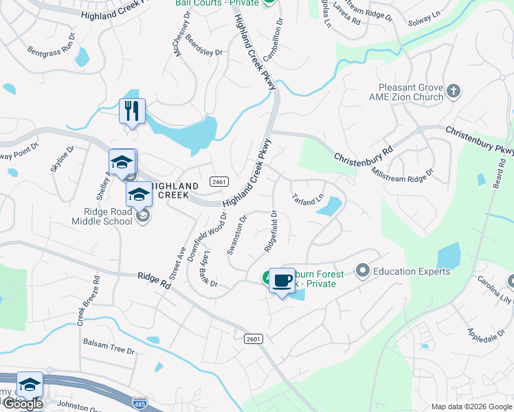 map of restaurants, bars, coffee shops, grocery stores, and more near 5906 Marshbank Lane in Charlotte