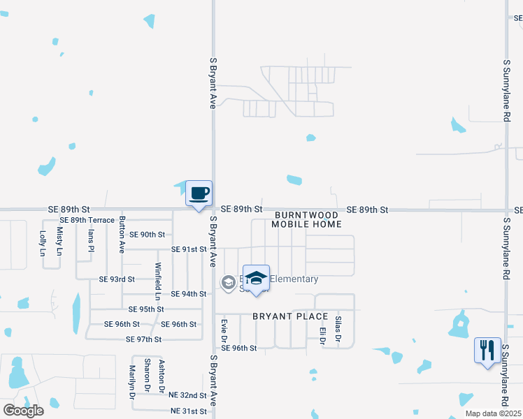 map of restaurants, bars, coffee shops, grocery stores, and more near 3226 Southeast 89th Street in Oklahoma City