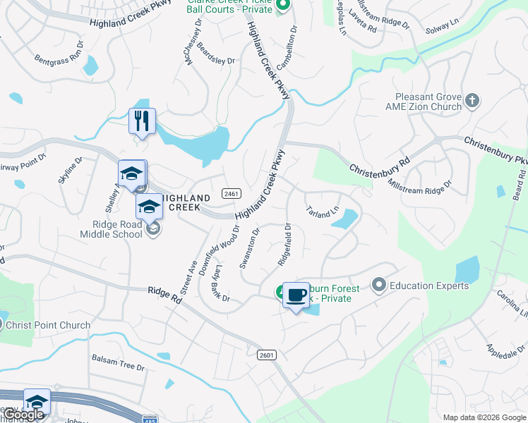 map of restaurants, bars, coffee shops, grocery stores, and more near 5906 Marshbank Lane in Charlotte