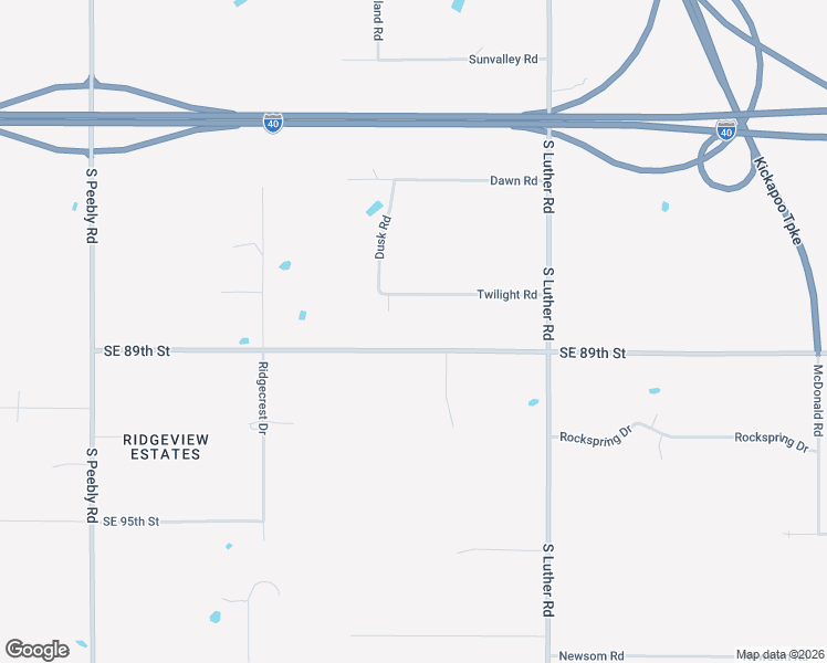 map of restaurants, bars, coffee shops, grocery stores, and more near 18805 Southeast 89th Street in Oklahoma City