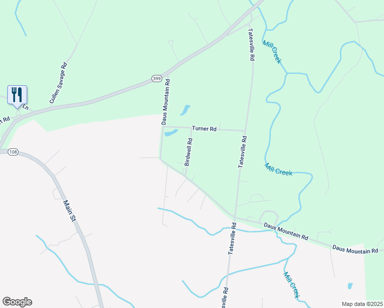 map of restaurants, bars, coffee shops, grocery stores, and more near 3200 Daus Mountain Road in Palmer