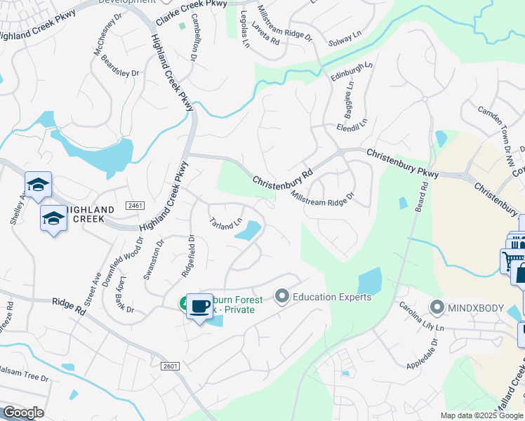 map of restaurants, bars, coffee shops, grocery stores, and more near 7700 Dunoon Lane in Charlotte