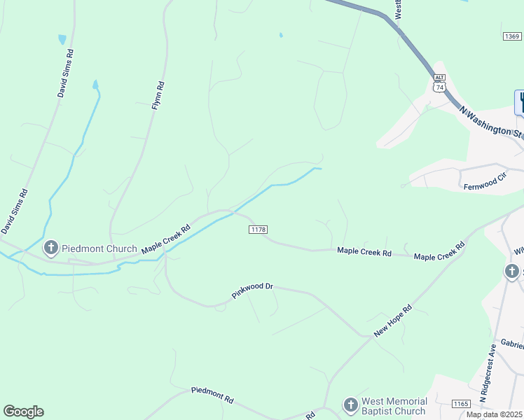 map of restaurants, bars, coffee shops, grocery stores, and more near 1433 Cedar Creek Road in Rutherfordton