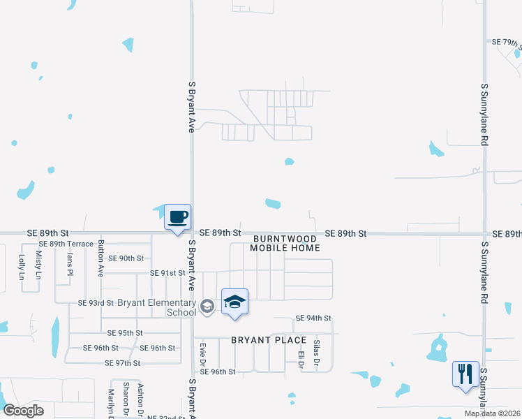 map of restaurants, bars, coffee shops, grocery stores, and more near 3301 Southeast 89th Street in Oklahoma City