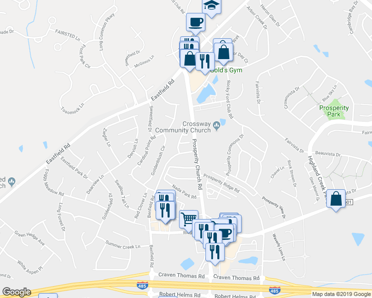 map of restaurants, bars, coffee shops, grocery stores, and more near in Charlotte