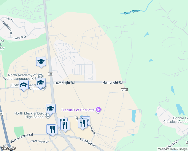 map of restaurants, bars, coffee shops, grocery stores, and more near 13428 Bryton Gap Boulevard in Huntersville