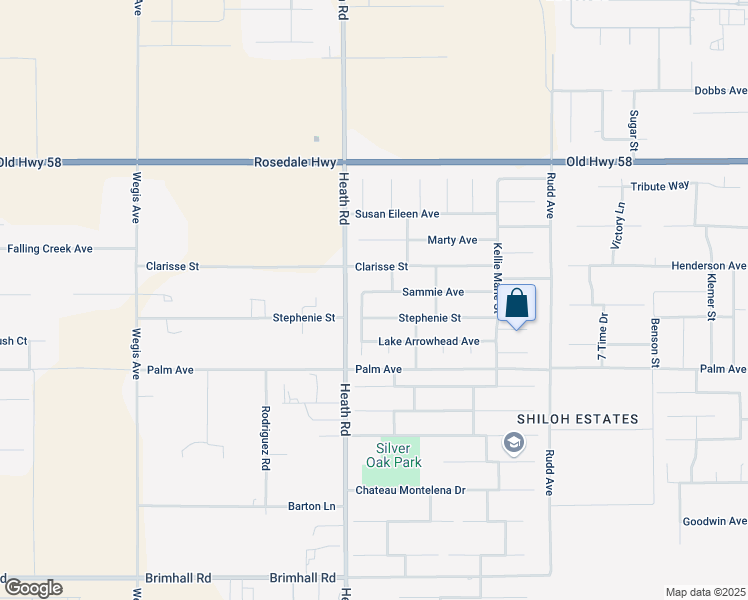 map of restaurants, bars, coffee shops, grocery stores, and more near 15918 Sammie Avenue in Bakersfield