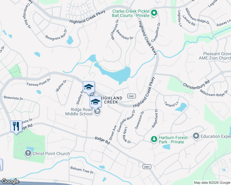 map of restaurants, bars, coffee shops, grocery stores, and more near 5528 Bradwell Drive in Charlotte