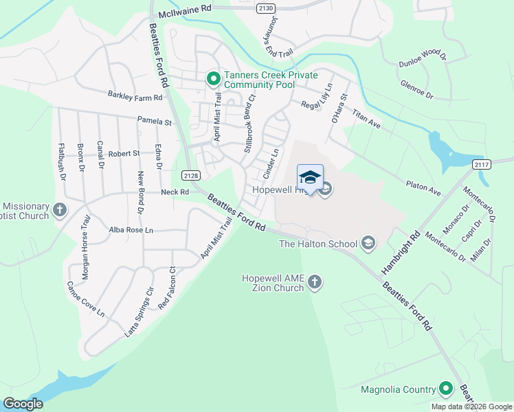 map of restaurants, bars, coffee shops, grocery stores, and more near 9131 Cinder Lane in Huntersville