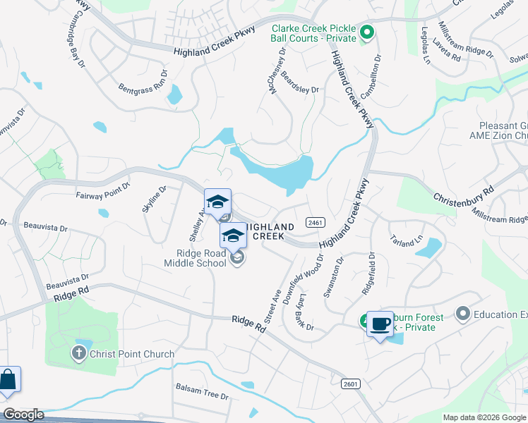 map of restaurants, bars, coffee shops, grocery stores, and more near 5528 Bradwell Drive in Charlotte