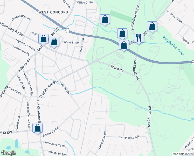 map of restaurants, bars, coffee shops, grocery stores, and more near 730 Commerce Drive in Concord