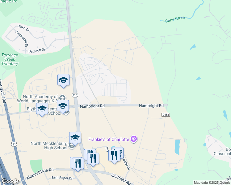 map of restaurants, bars, coffee shops, grocery stores, and more near 11208 Bryton Parkway in Huntersville