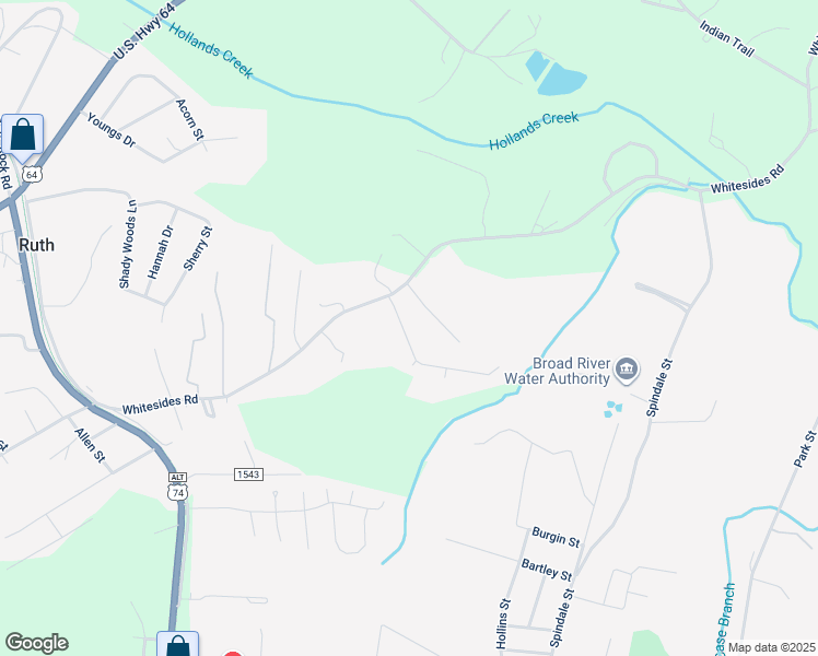 map of restaurants, bars, coffee shops, grocery stores, and more near 145 Cardinal Road in Rutherfordton
