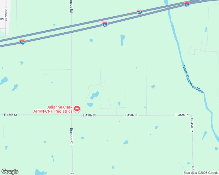 map of restaurants, bars, coffee shops, grocery stores, and more near 44106 East 45th Street in Shawnee