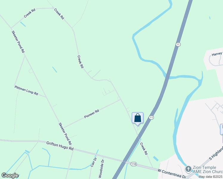 map of restaurants, bars, coffee shops, grocery stores, and more near 5660 Creek Road in Grifton