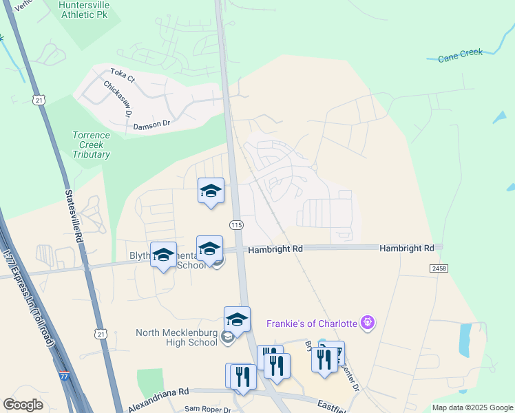 map of restaurants, bars, coffee shops, grocery stores, and more near 11522 Elmira Ave in Huntersville
