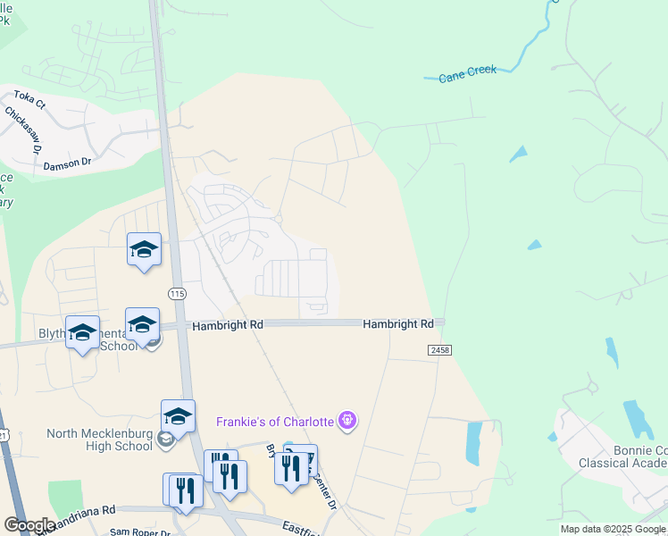 map of restaurants, bars, coffee shops, grocery stores, and more near 13411 Bryton Gap Boulevard in Huntersville